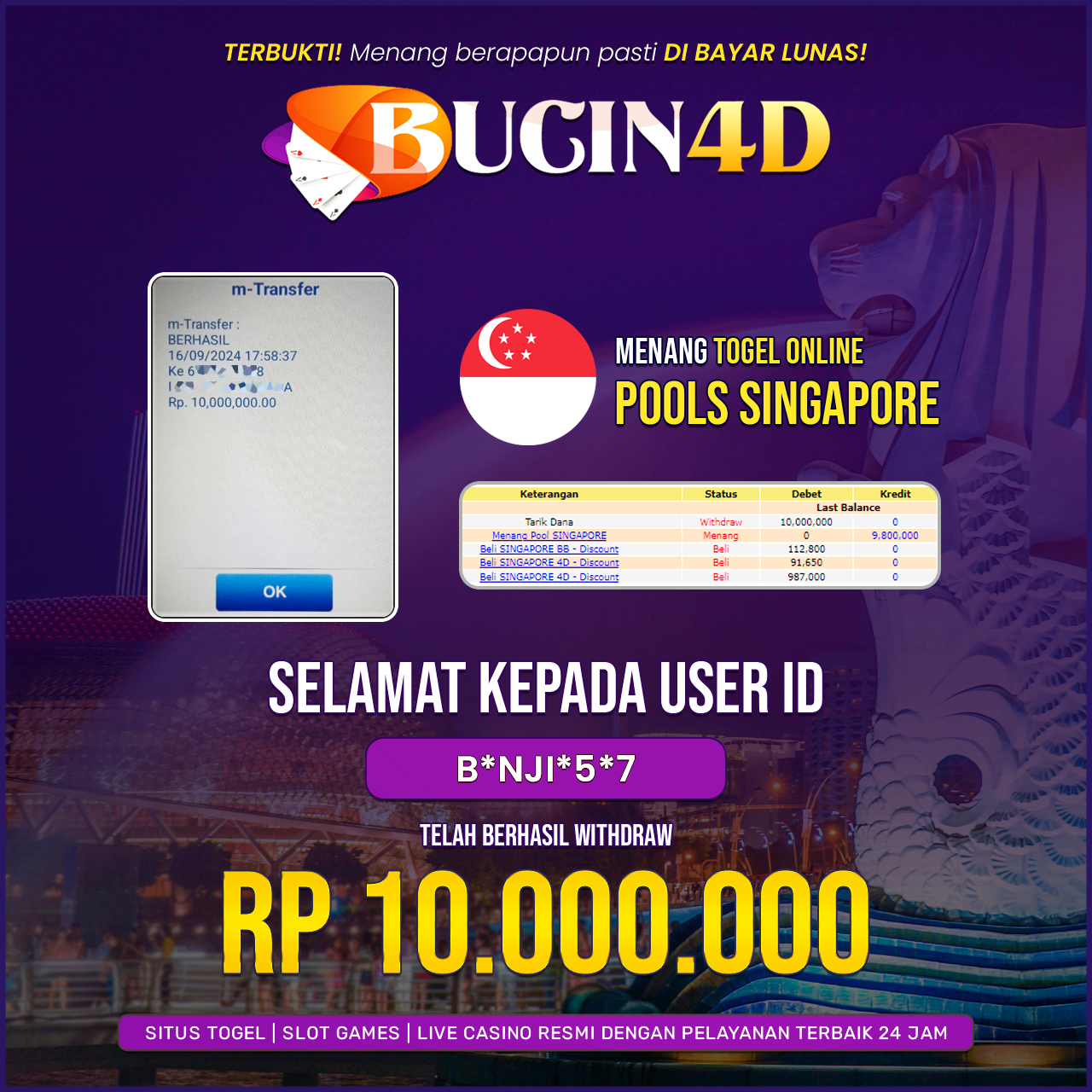 BUKTI JP SINGAPORE POOLS